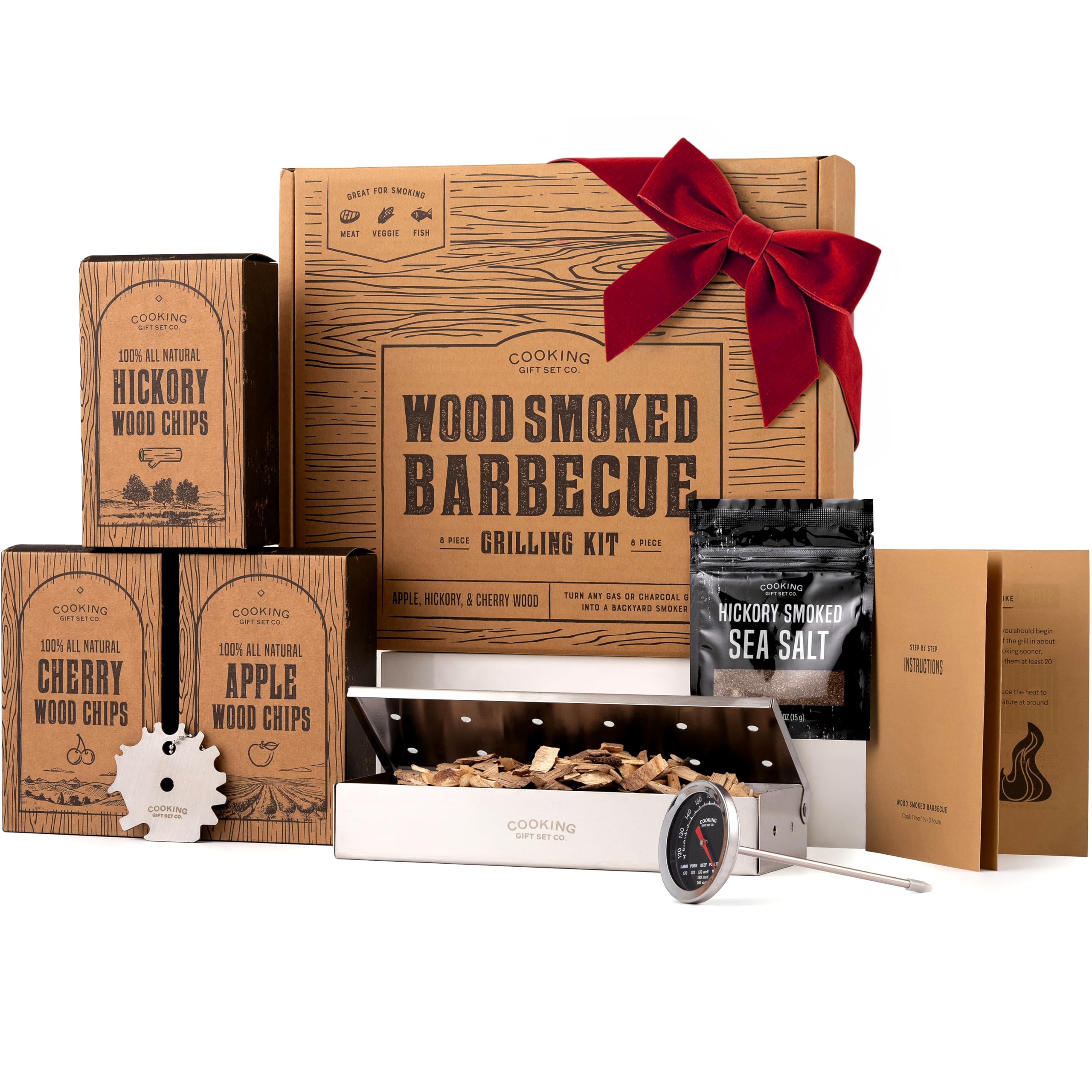 Cooking Gift Set Co. | Wood Smoked BBQ Grill Set for Men | Gift for Men: Gift for Dad, Boyfriend Gifts, & Gifts for Husband | BBQ Accessories, Mens Gifts Ideas, Man Gifts for Cooks