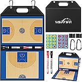 Wsixsui Magnetic Basketball Coaching Board | Foldable Leather Basketball Clipboard Kit for Coaches | Professional Basketball Tactic Board | Dry Erase Strategy Whiteboard | Carry Handle | Lightweight