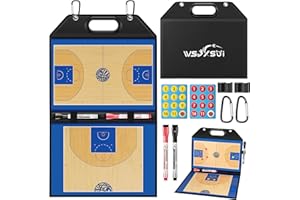 Wsixsui Magnetic Basketball Coaching Board | Foldable Leather Basketball Clipboard Kit for Coaches | Professional Basketball Tactic Board | Dry Erase Strategy Whiteboard | Carry Handle | Lightweight