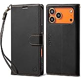 FLIPALM Wallet Case for iPhone 17 Series with Wrist Strap - PU Leather Folio Flip with Credit Card Holder & Kickstand, Protective Cover (Black, for iPhone 17 Pro Max)