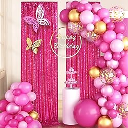 Hot Pink Sequin Backdrop 2 Panels 2FTx8FT Photo