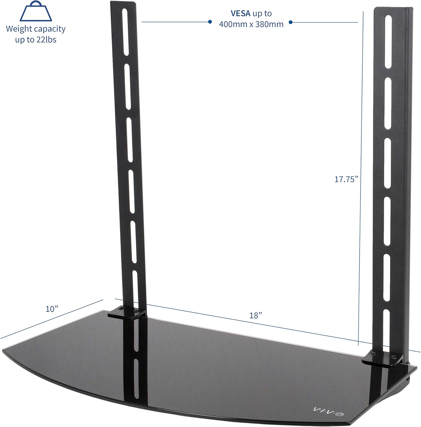 Amazon Com Vivo Under Above Vesa Back Of Tv Wall Mount Shelving Bracket Dvd Player Cable Box Stereo And Av Component Glass Storage Shelf Mount Sf004 Home Audio Theater