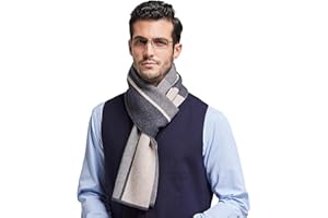 RIONA Men's 100 Australian Merino Wool Scarf Knitted Soft Warm Neckwear
