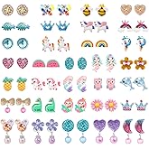 DEVIENG Clip On Earrings Hypoallergenic Clips Earrings Sets Suitable for Ages 4-12 Little Girls, Cute Small Clips On Earrings Jewelry Gifts Set