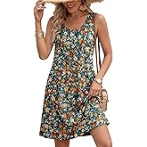 LUXVEER Summer Dress for Women 2026 Sleeveless Floral Boho Sundress Swimsuit Coverup Casual Loose Beach Vacation Outfits