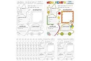 AFNIIMYAPT 40 Pcs Happy New Year Coloring Sheets New Year's Time Capsule Coloring Products 2025 Color Your Own Time Capsule Greeting Cards Colored Activity Cards Kids Students Crafts for Friends Family Colleague