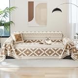SHANNA Geometric Chenille Sofa Cover 2 3 4 Seater Tassel All-Season