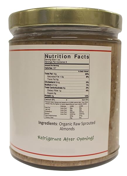 JIVA ORGANICS RAW SPROUTED ORGANIC ALMOND BUTTER 8-OUNCE JAR