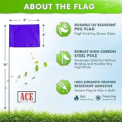 Purple Marking Flags for Yard - 4x5x15 Inch Purple
