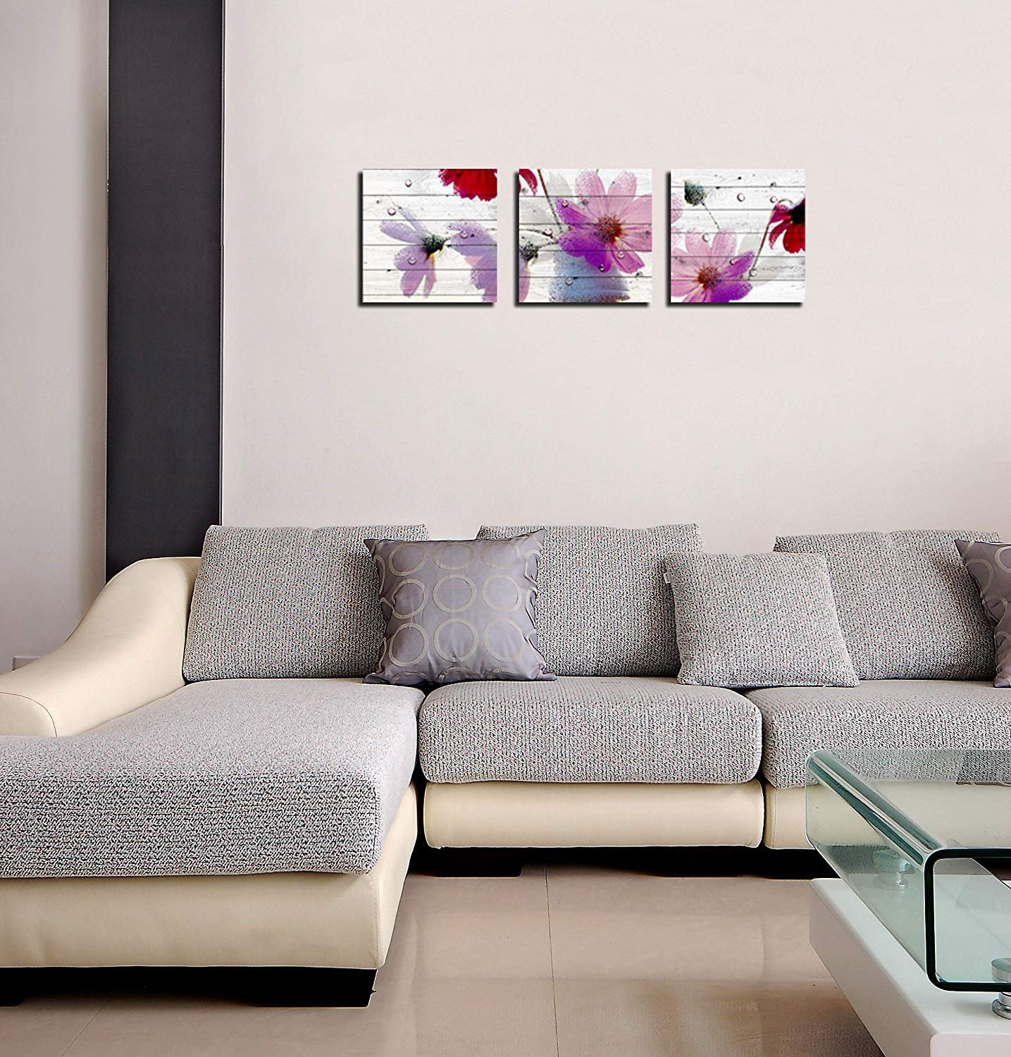 Nan Wind 3 Pcs Black White With Red Wall Art Red Rose Wall Decor Abstract Decorations Flower Picture On Canvas For Home Decor Stretched And Framed 12x12inches
