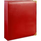 Beautyus Large 2 Inch D-Ring 3 Ring Binder, Faux Leather, Red | Faux leather inside and out; large cover fits 8.5 x 11 paper, sheet protectors, dividers, certificates, and files.