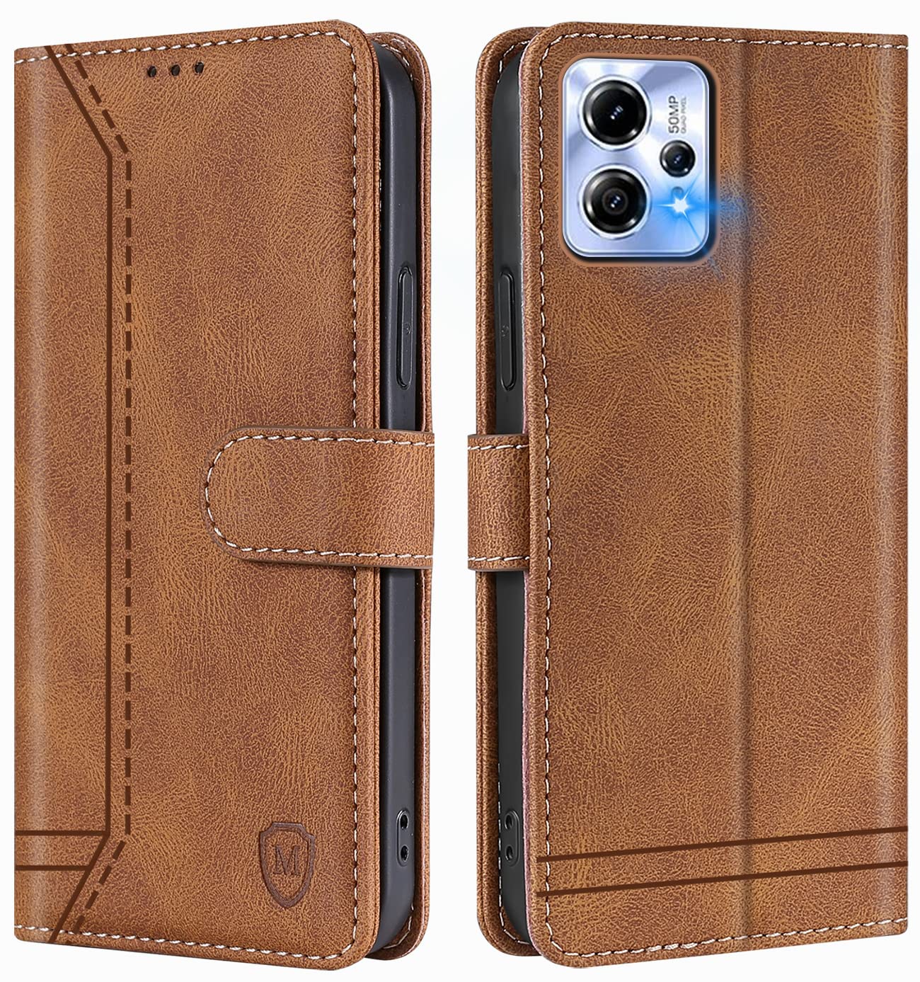 GoodcAcy for Motorola Moto G53 5G/G13 4G/G23 4G Case Leather Wallet Book Flip Folio Stand View Magnetic Closure with Card Slots Cover Case Compatible with Motorola Moto G53 5G/G13 4G/G23 4G (Brown)