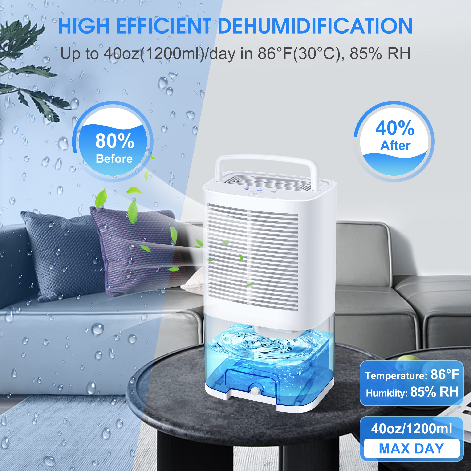 Gocheer Dehumidifier for Basement 5000 Cubic Feet 550 Sq.ft Dehumidifiers with Drain Hose for