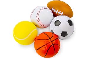 Boley Sports Ball Set - 5 Pack Mini Soccer Ball, Football, Basketball, Baseball, and Tennis Balls - Soft, Safe, Durable, and Kid-Friendly Playground Balls for Indoor and Outdoor Play - Ages 3 and Up
