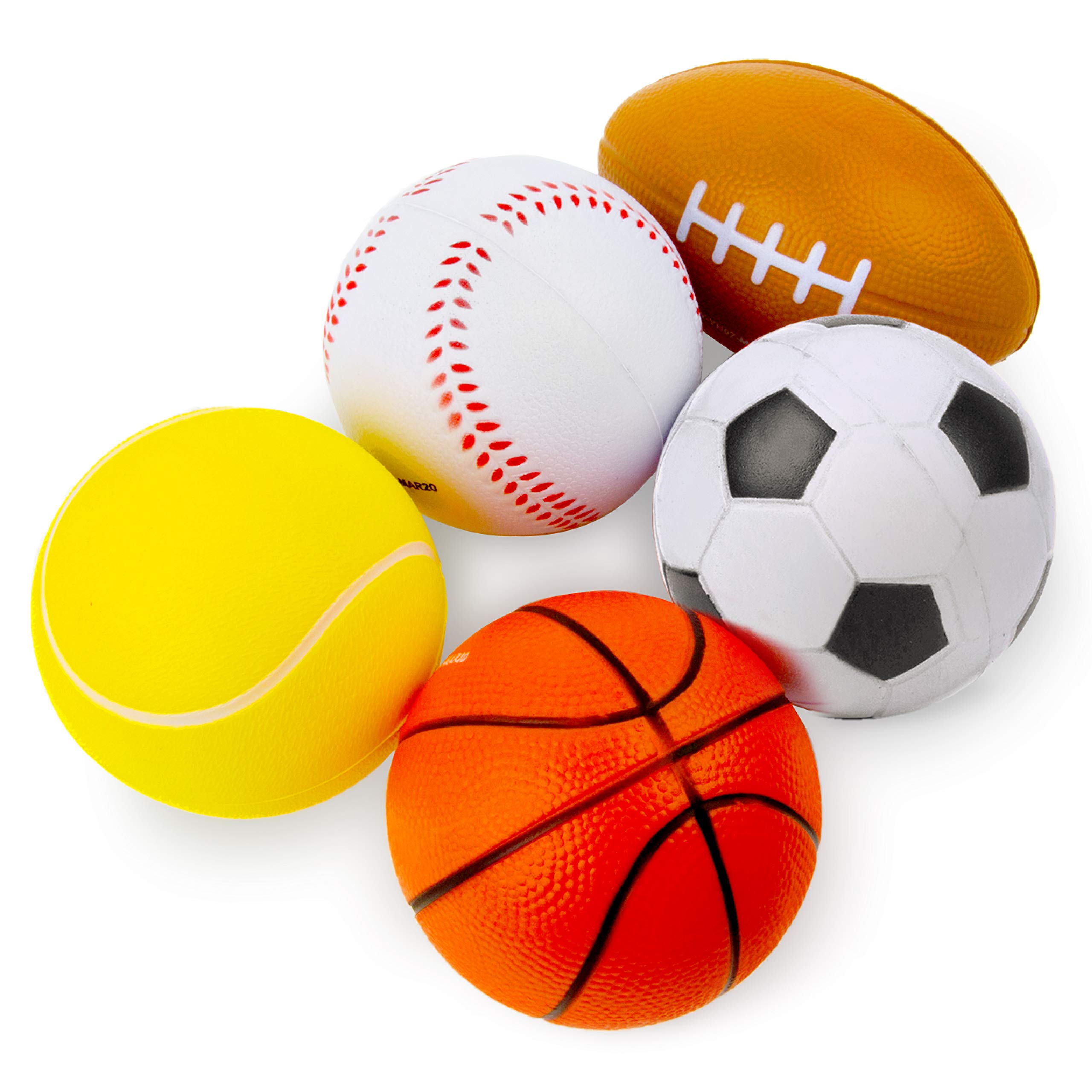 Photo 1 of Boley Sports Ball Set - 5 Pack Mini Soccer Ball, Football, Basketball, Baseball, and Tennis Balls - Soft, Safe, Durable, and Kid-Friendly Playground Balls for Indoor and Outdoor Play - Ages 3 and Up