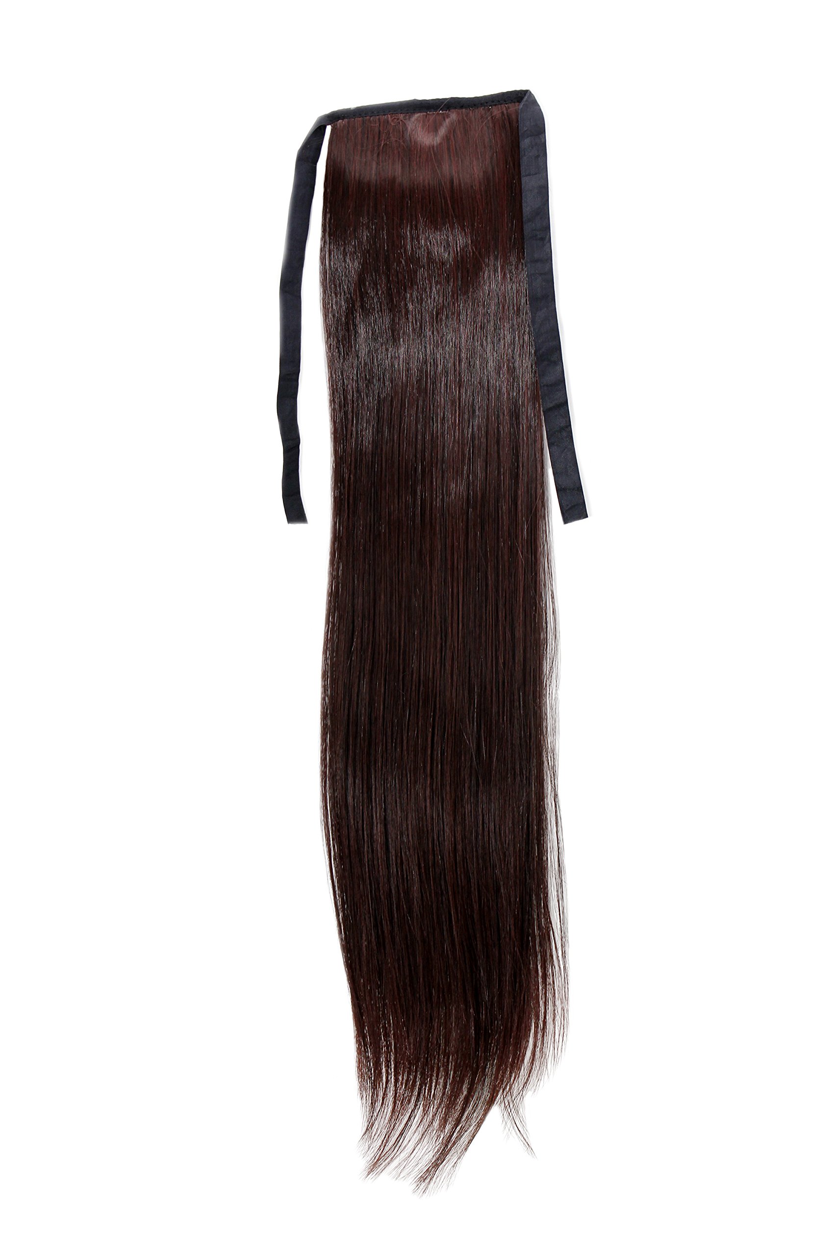 WIG ME UP - YZF-TS18-2T33 Hairpiece Pontail Pigtail extension slim light straight comb and ribbon mahogany brown mix 18inch