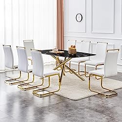 Glass Dining Table for 4 to 6 People with Imitation