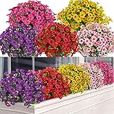 FGSAEOR 20 Bundles Artificial Flowers for Outdoor Indoor, Faux Flower Daisy with Eucalyptus Leaves Fake Plants Greenery, Garden Home Decor for Boxwood Porch Patio