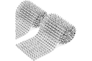 Swpeet 2 Yards Silver Sew Stitch On Spike Stud Set, Cone Tree Spike Stud Rivets Flatback Punk Rock Trim Bead, Decor Punk Rock