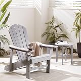VonHaus Adirondack Round Side Table Grey 45cm Waterproof Slatted view 2