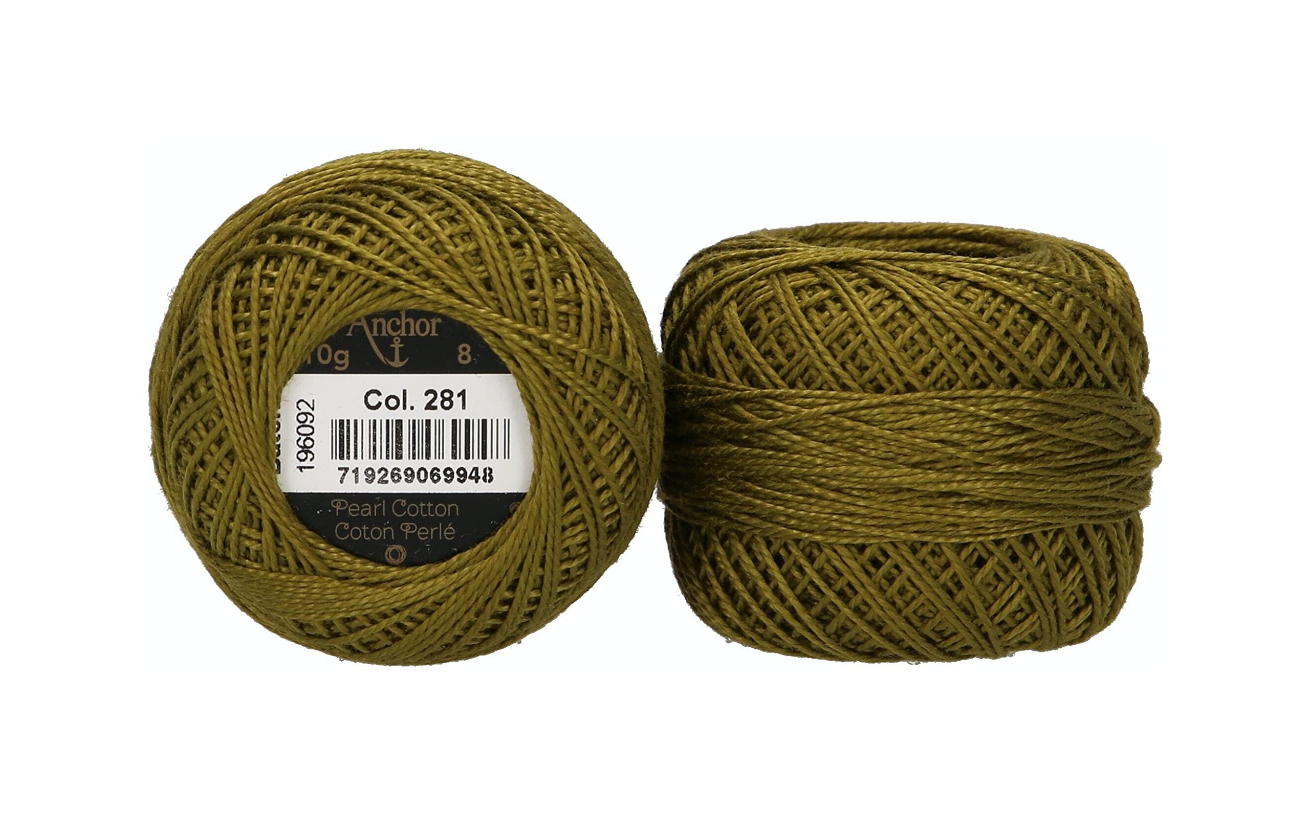 Anchor Pearl Yarn, Thickness: 8, Packaging: 10G, Running Length: 82M Oliv Embroidery Threads