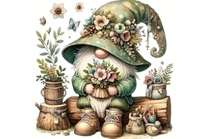 DYAIANGMU Gnome Stamped Cross Stitch Kits for Adults Beginner,Flower Counted Cross Stitch Kits Printed Stitching Cute Patterns Dimensions Needlepoint Art Crafts Embroidery Kits for Adults Beginners