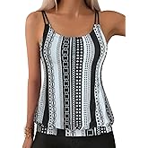 ZAFUL Womens Tankini Tops Blouson Tummy Control Swim Top Loose Fit Bathing Suit Top No Bottom