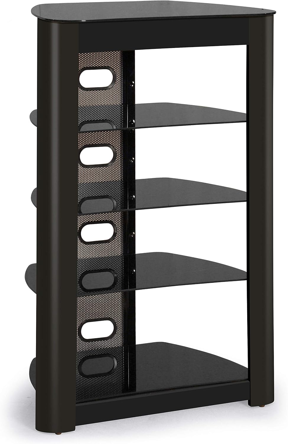 Centurion Supports Zinnia 5-Shelf Gloss Black with Gloss Black Wood Facia Flat Screen TV/Hi-Fi/AV Rack Glass Stand - Image 5
