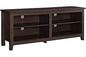 Walker Edison Wren Classic 4 Cubby TV Stand for TVs up to 65 Inches, 58 Inch, Brown