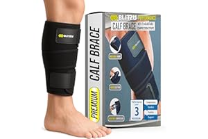 BLITZU Calf Brace for Torn Calf Muscle, Adjustable Neoprene Compression Sleeve for Women, Men, Runners. Support Wrap for Shin Splints, Strain, Tear, Lower Leg Tibia Injury, and Pain Relief. L-XL