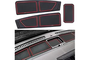 LOCOY Dash Cover Tray for Ford Bronco Accessories 2021-2023 2024 2025, Dashboard Compartments Mat, Anti-Slip Silicone Insert, Dustproof Interior Dash Pad Liner for Bronco 2/4-Door (3pcs, Red Trim)