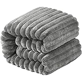 NTBAY Flannel Fuzzy Toddler Blanket, Fluffy Warm and Lightweight Reversible Stripes Design Baby Plush Blanket, 30x40 Inches, Grey