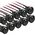 APIELE Rocker Toggle Switch 20 CM Pre-Wired DC 12V 20A ON-Off with Dot Light SPST 3 Pins 2 Position 10Pcs KCD2-102N-Wired (Multicolored)