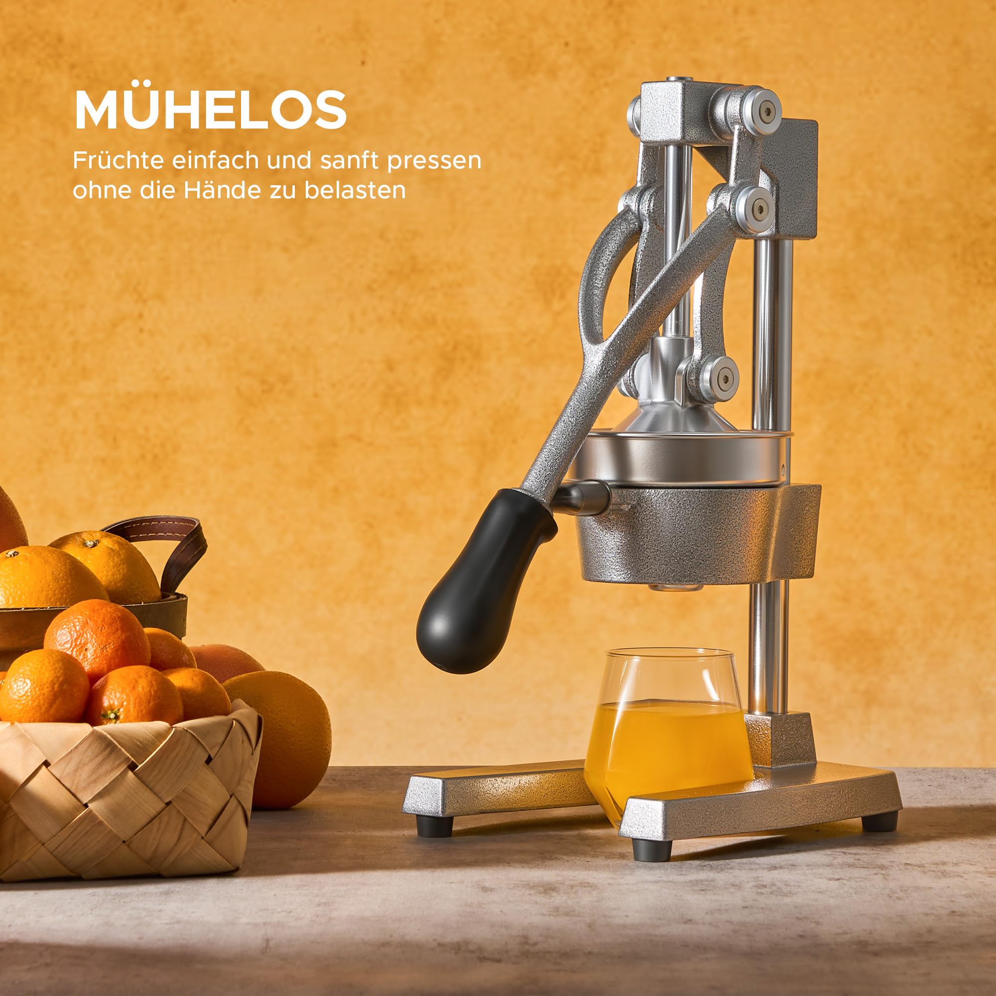 CO-Z Professionelle Zitruspresse in handelsüblicher Qualität, Handpresse, manuelle Fruchtpresse, Metallsaftpresse, robuste Saftpresse, Zitrusfrüchte, Orange, Granatapfel 8