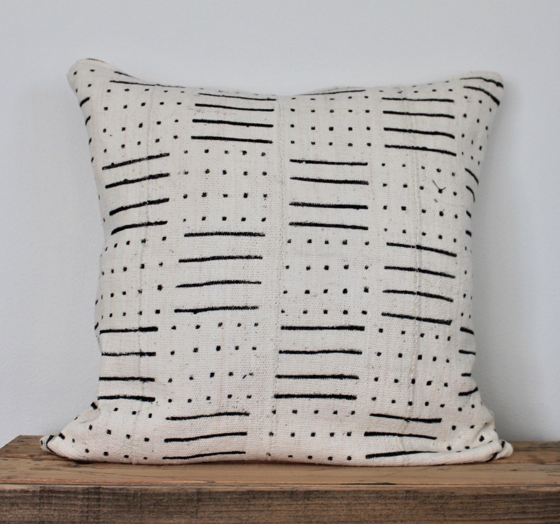 White and Black Mudcloth Pillow Cover 20x20