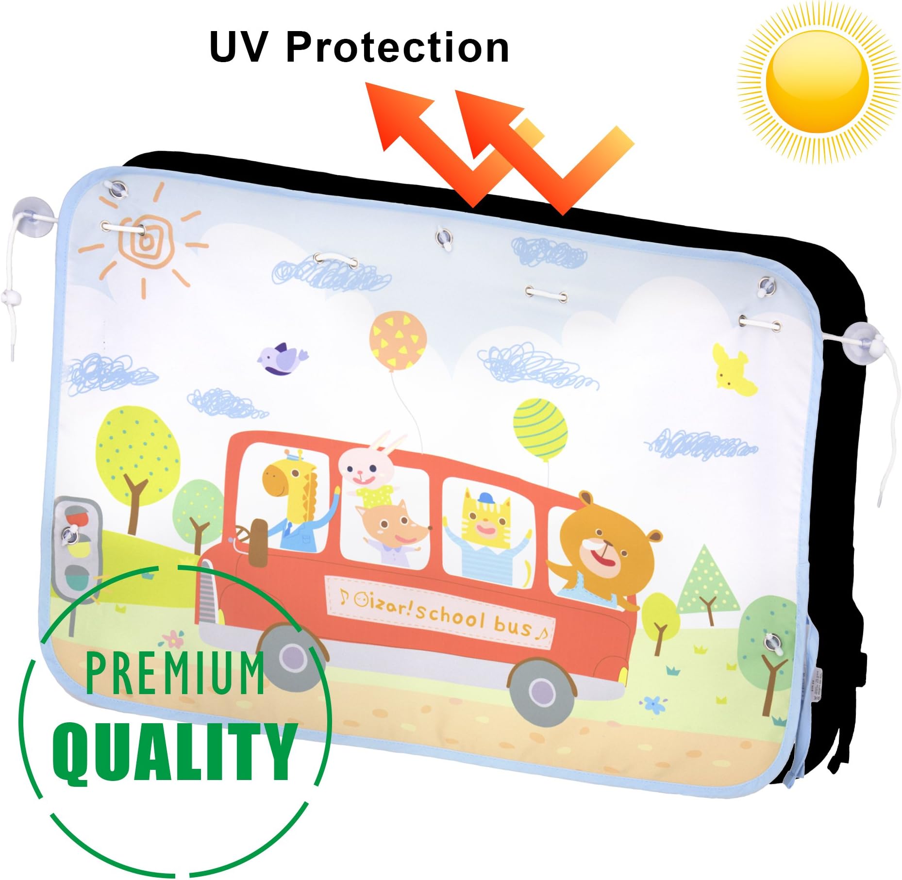 Car Window Shade (1 Pack) - Best Car Sun Shade - Block over 97% of Harmful UV Rays and Protect You Child from Sunlight (school bus)
