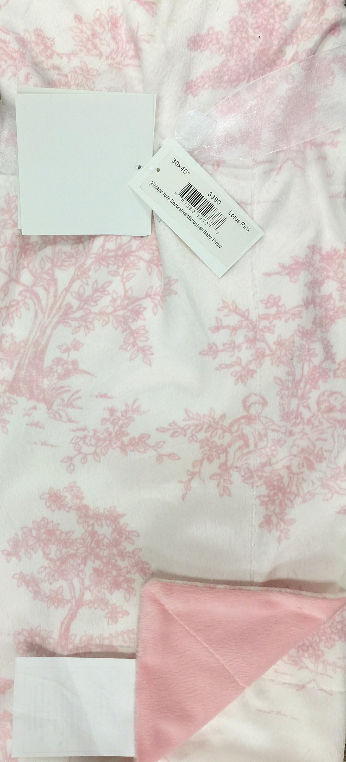 Baby Thro Vintage Toile Microplush Baby Throw 30" X 40" - Lotus Pink