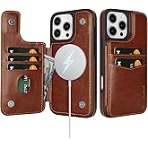 SkyEagle Compatible with Magsafe for iPhone 16 Pro Wallet Case with Card Holder,Women Men Phone Case PU Leather Kickstand Flip Protective Cover Credit Card Slots,for Apple 16 Pro 6.3",Brown