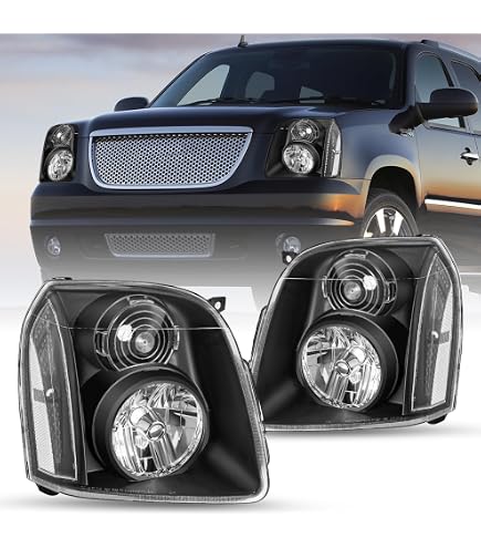 2pcs Black Headlights for 2007-2014 GMC Yukon XL1500 XL2500 Direct