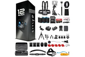 Go Pro HERO12 (Hero 12) Black - with 50 Piece Accessory Kit and 2 Extra Batteries + 64GB Card - Waterproof Action Camera - 5.