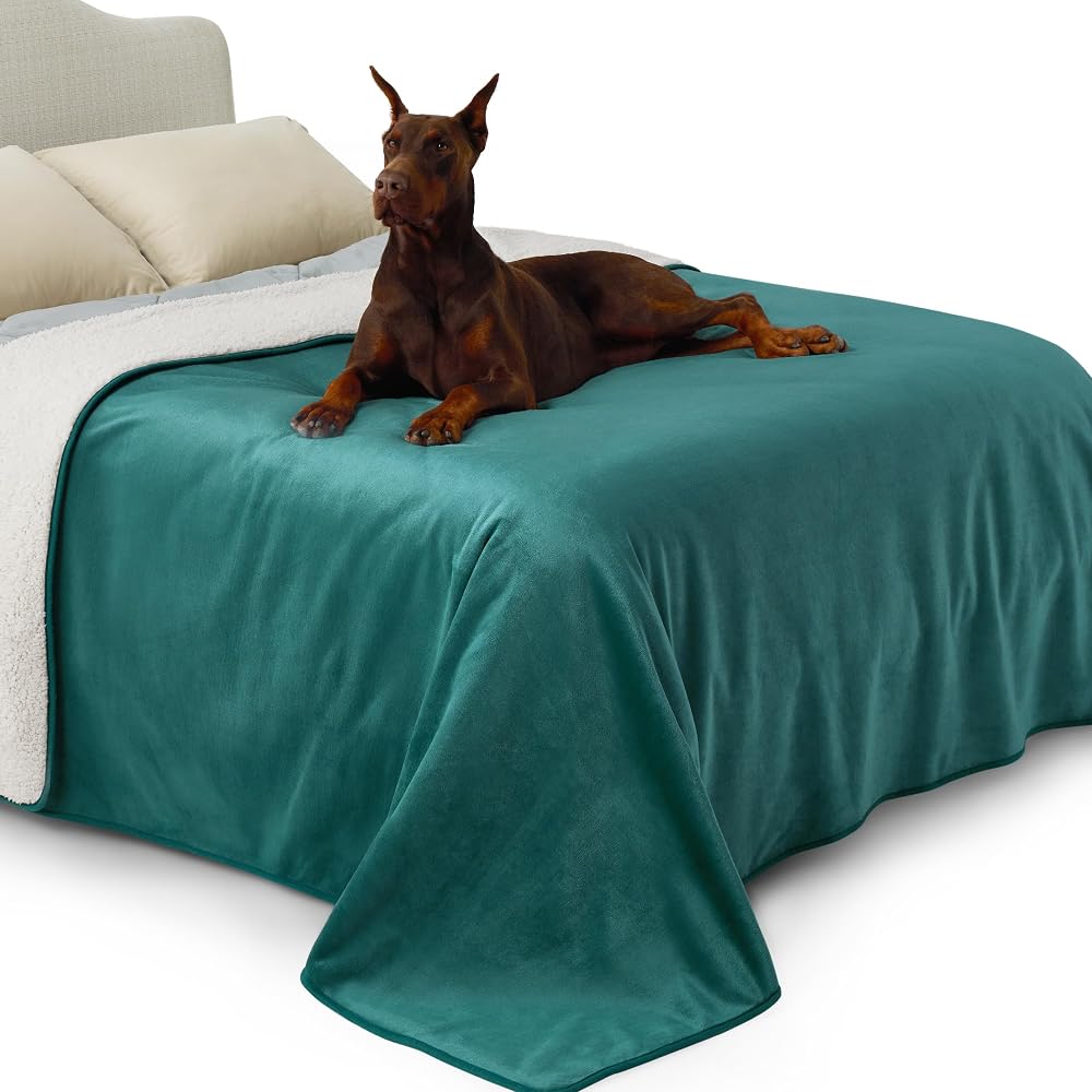 LE SURE Waterproof Fleece Blanket 274x218cm Reversible Dark Green