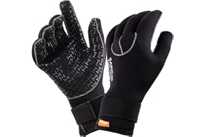 SARHLIO Water Gloves 5mm Neoprene Warmer Wetsuit Winter Gloves with Adjustable Wrist Strap for Ice Canoeing Ocean Swimming Kayaking Spearfishing Skiing