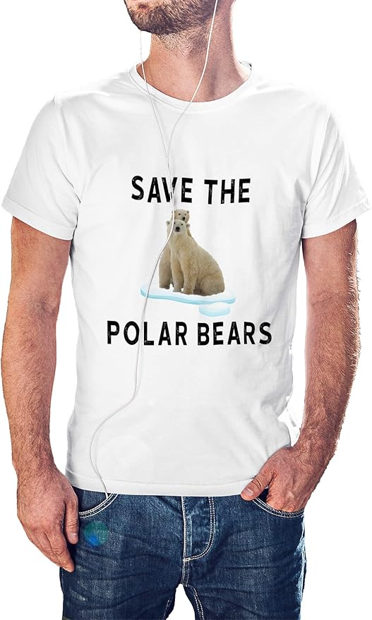 Men's Save The Polar Bears Design TShirt Short Sleeve