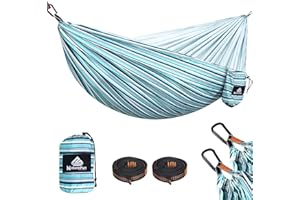 NATUREFUN Ultra-Light Travel Camping Hammock | 300kg Load Capacity,Breathable,Quick-Drying Portable Hammock(275 x140cm) | 2 x Premium Carabiners,2 x Nylon Slings Included | Outdoor Indoor Garden