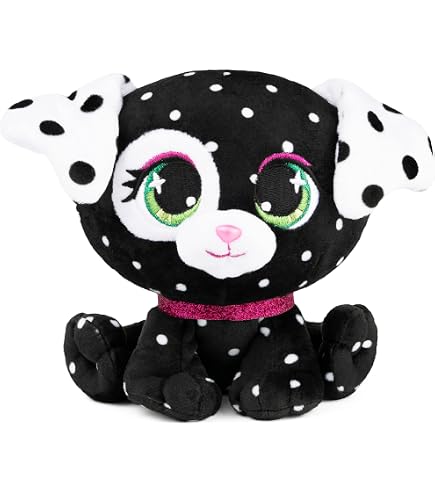 P.Lushes Bianca Blings Sparkly Dog Stuffed Animal - 9 Inch White & Blue Designer Plush Toy With Glitter Collar