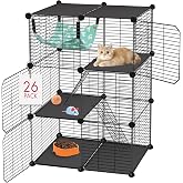 VISCOO Cat Cage(for Kitten), 3-Tier DIY Catio Cat Enclosures, 24"x16"x 36" | Cat Playpen Indoor &amp; Outdoor with Hammock, Detachable Metal Wire Cats Crate, Exercise Place for Squirrel, Ferret