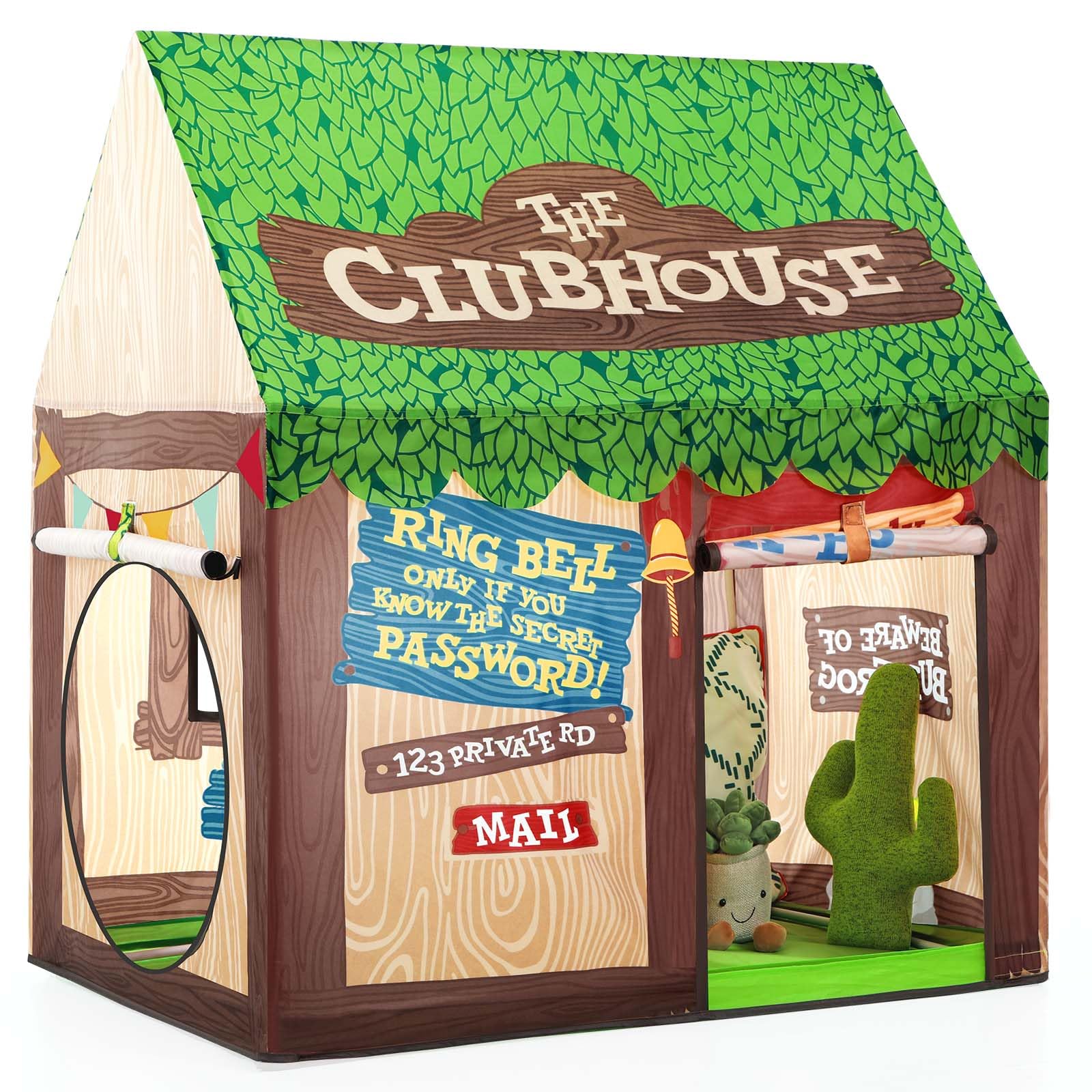 Playhouse for Kids Indoor, Kids Play Tent, Toys for Boys and Girls Children Clubhouse Tent with Roll-up Door and Windows