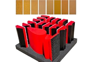 TOCKROP 16-Piece Contoured Profile 4" Hand Sanding Block Set with 40 Sheet Hook & Loop Sandpaper Kit - Interchangeable Assorted Convex & Concave Shapes for Woodworking Furniture, Auto Paint and Crafts