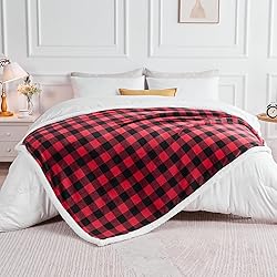 BEDELITE Sherpa Fleece Blanket - Black and Red