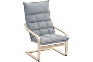 HOMCOM Modern Armchair, Upholstered Linen Accent Chair with Curved Leg and Arm, Leisure Lounge Chair for Living Room, Bedroom